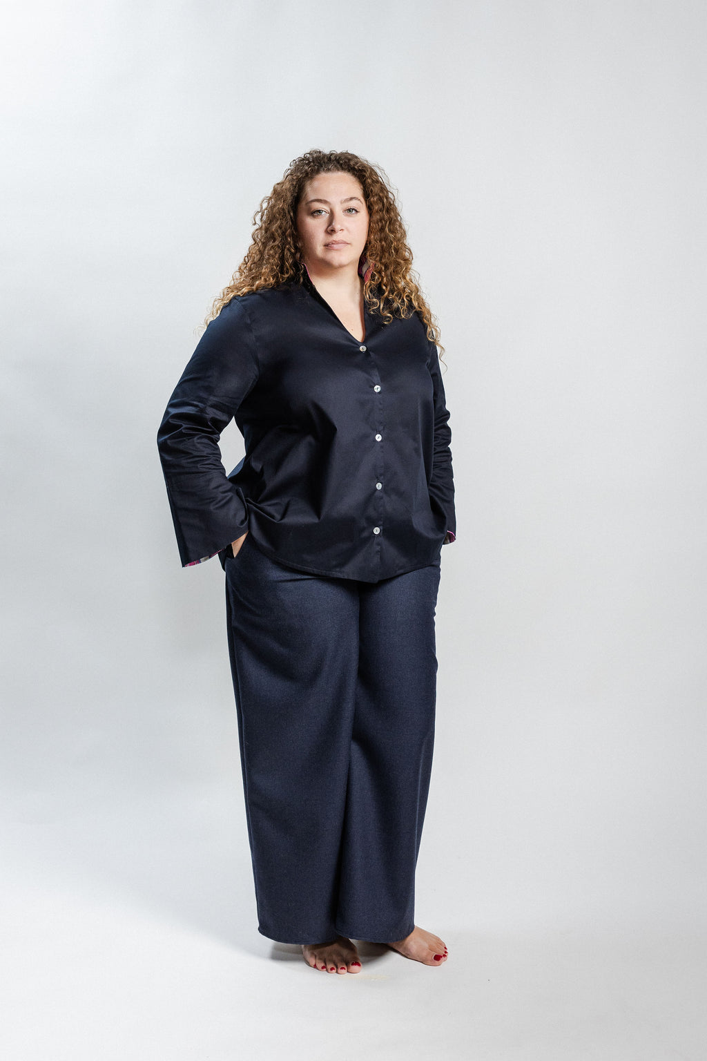 CAMICIA MARILLI blu notte inserto azzurro