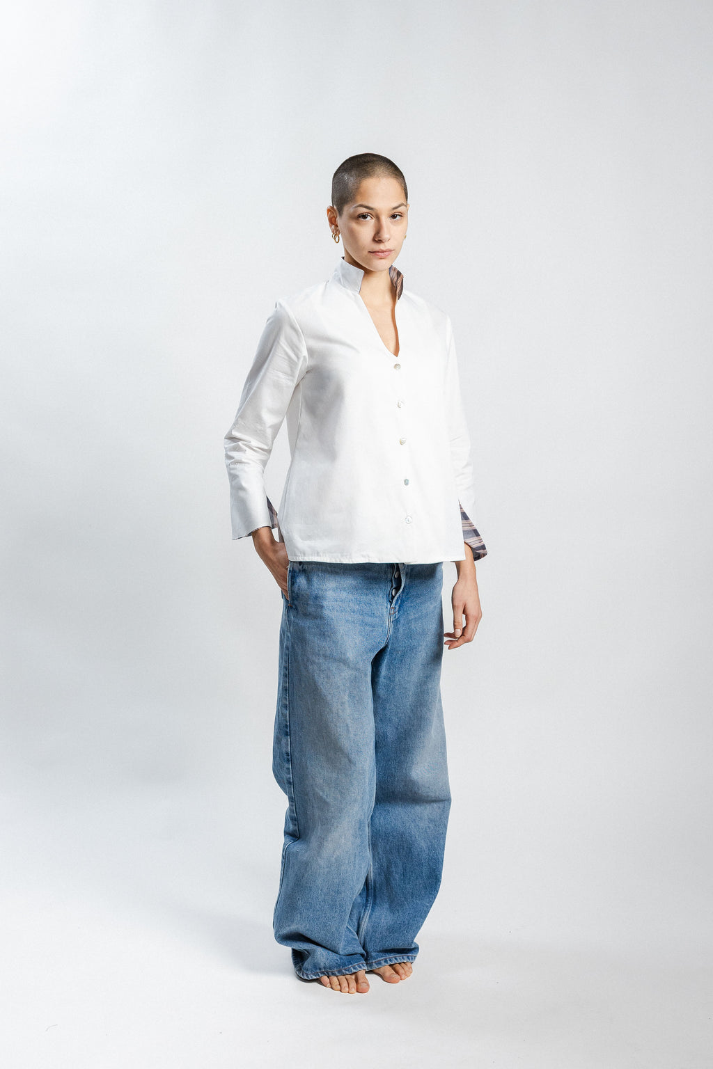 CAMICIA MARILLI bianca inserto verde