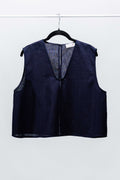 GILET CECIO lino-cotone indaco