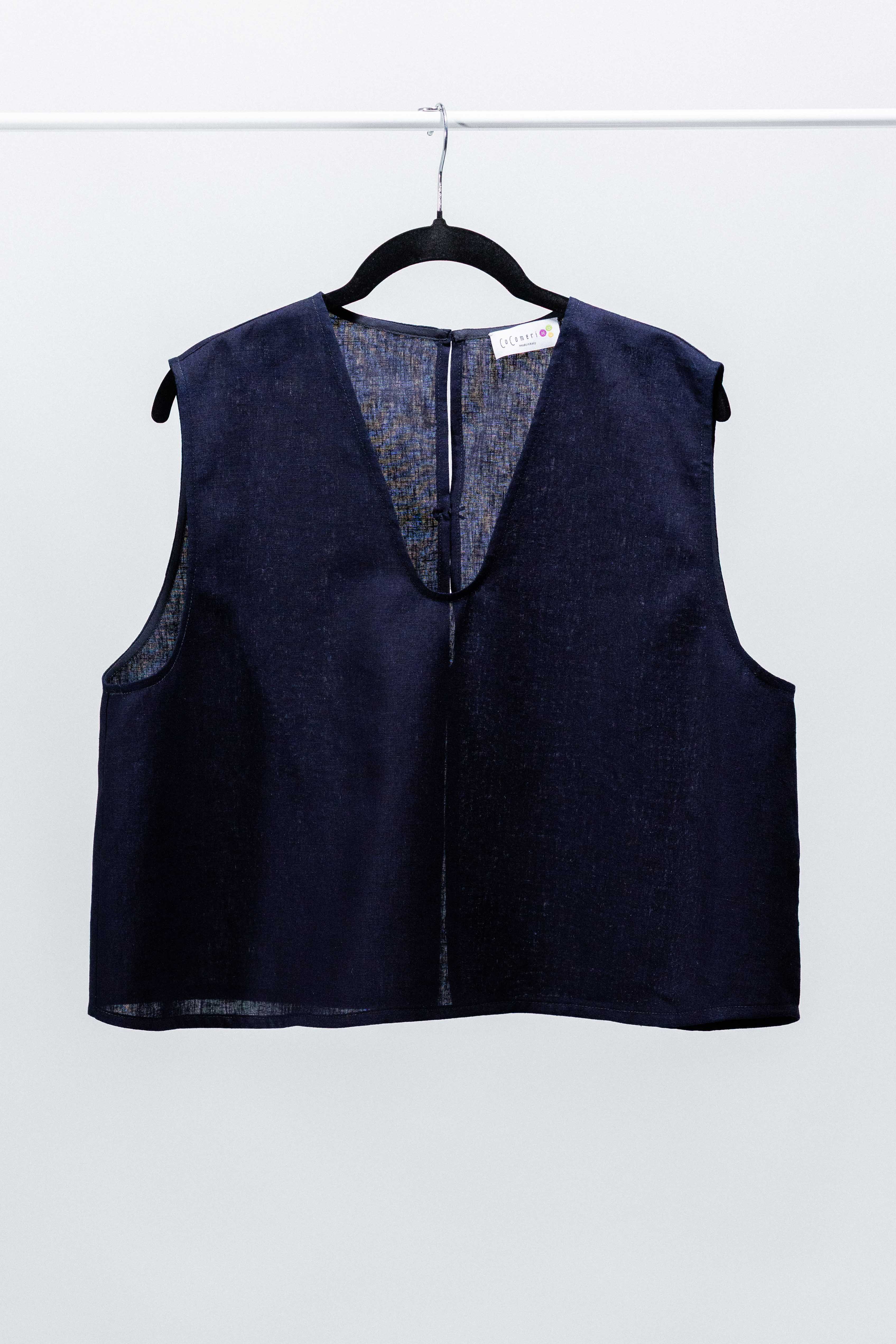 GILET CECIO lino-cotone indaco