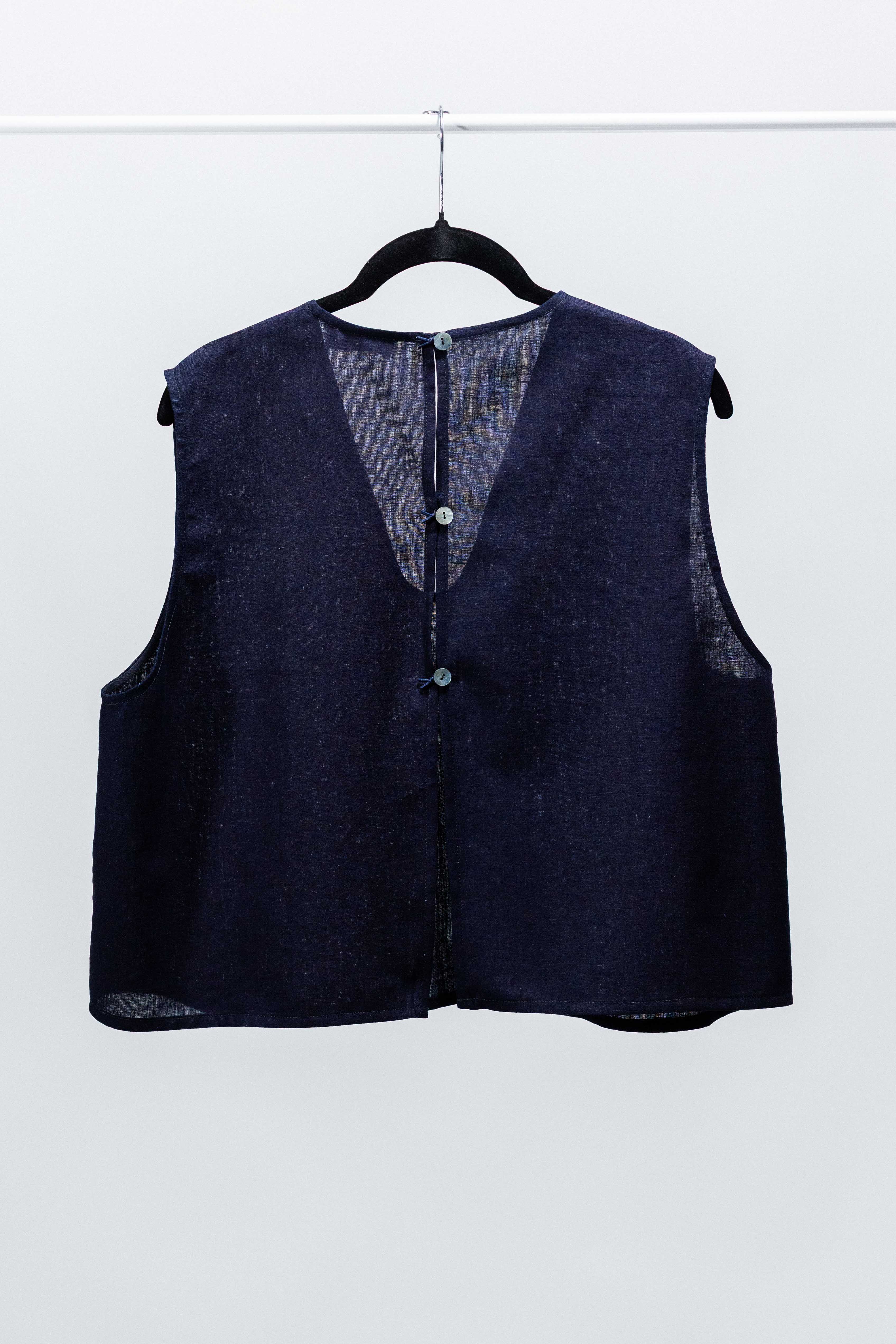GILET CECIO lino-cotone indaco