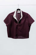 CAMICIA ANTIBES MINI cotone bordeaux e lino corda