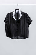 CAMICIA ANTIBES MINI lino nero riga bianca