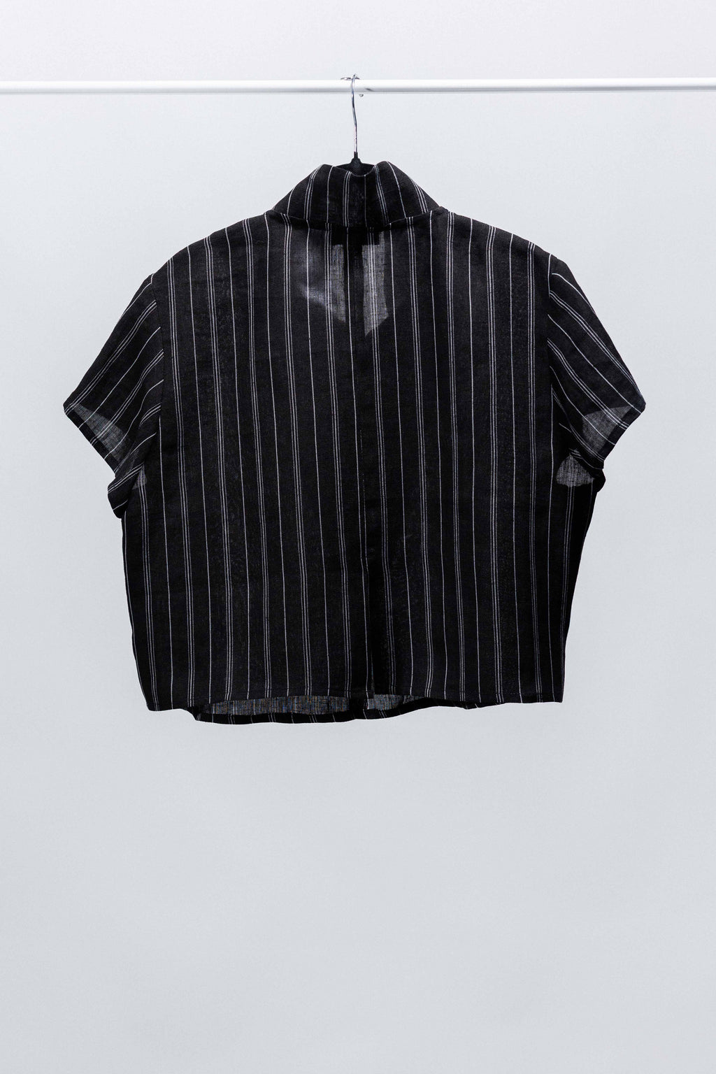 CAMICIA ANTIBES MINI lino nero riga bianca