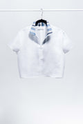 CAMICIA ANTIBES MINI lino bianco e cotone riga bianca, blu e azzurra