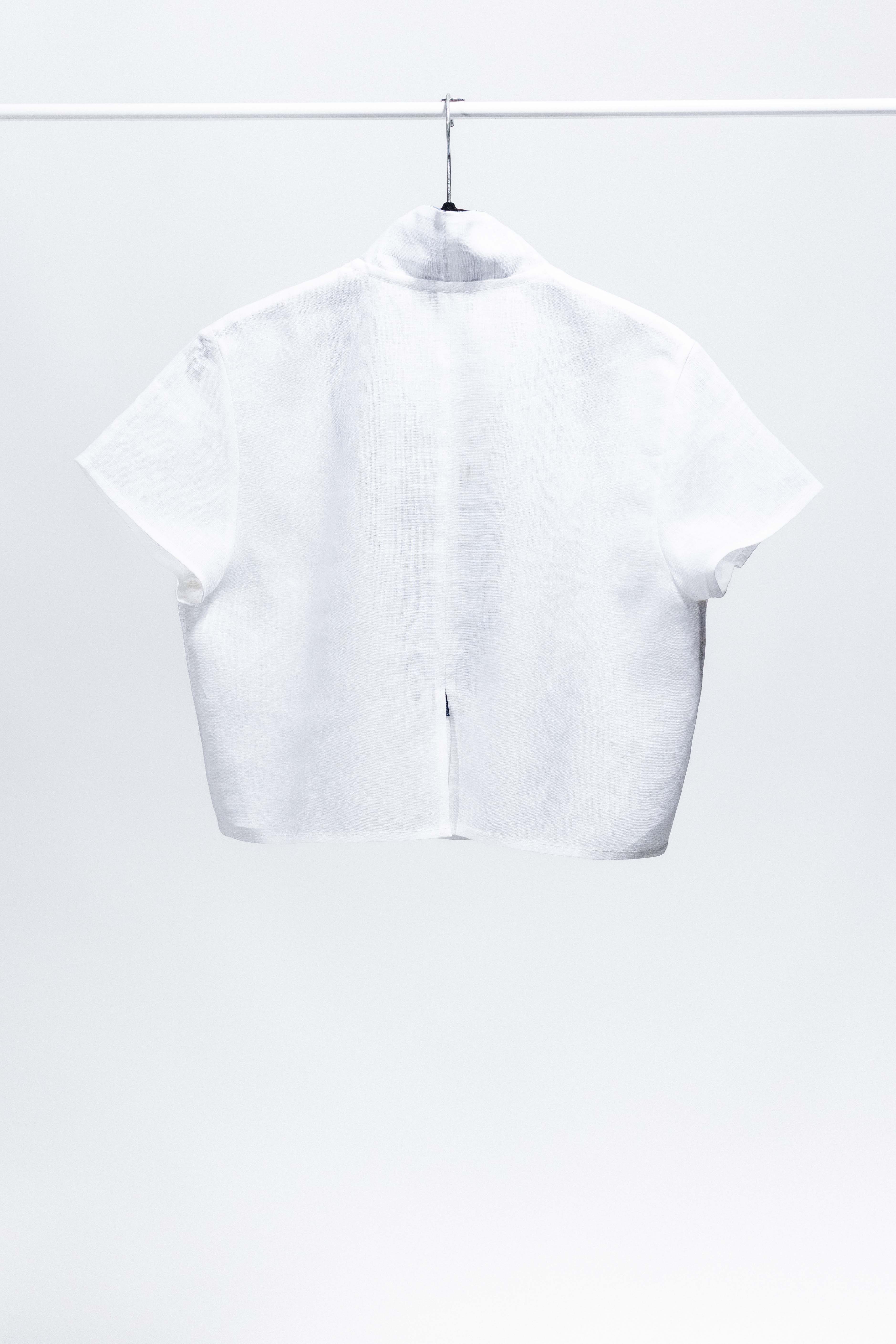 CAMICIA ANTIBES MINI lino bianco e cotone riga bianca, blu e azzurra