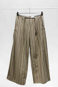 PANTA ANAFI lino-cotone color fango riga blu