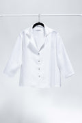 CAMICIA DECO lino bianco con ricamo bordeaux
