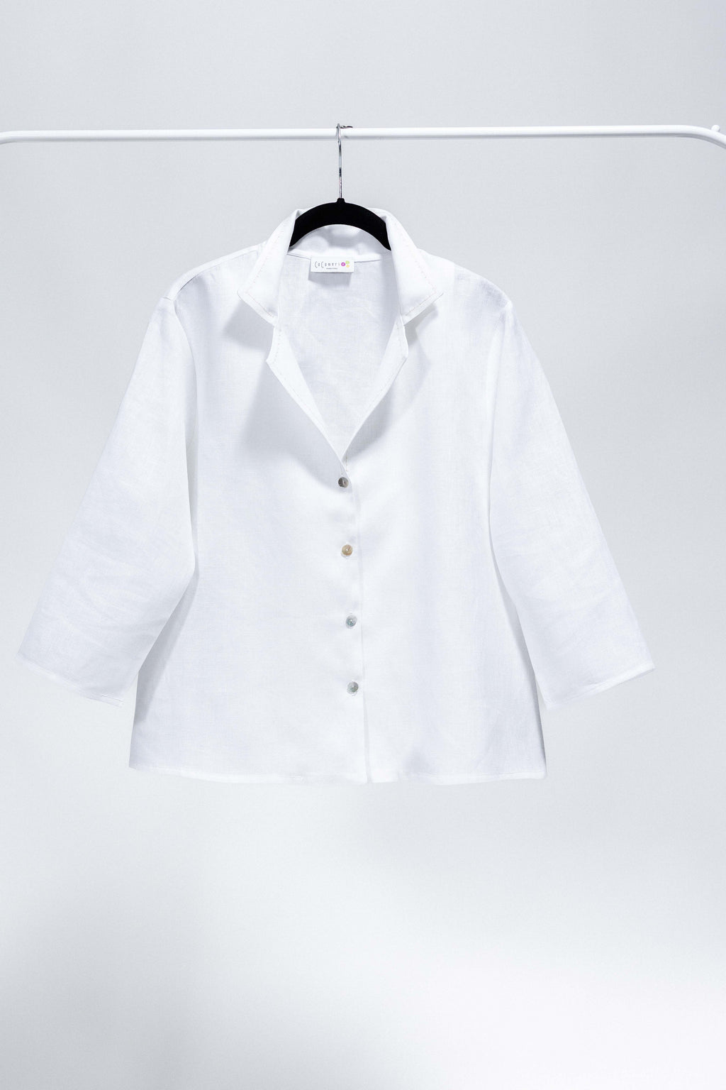 CAMICIA DECO lino bianco con ricamo corda