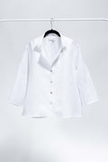 CAMICIA DECO lino bianco con ricamo blu