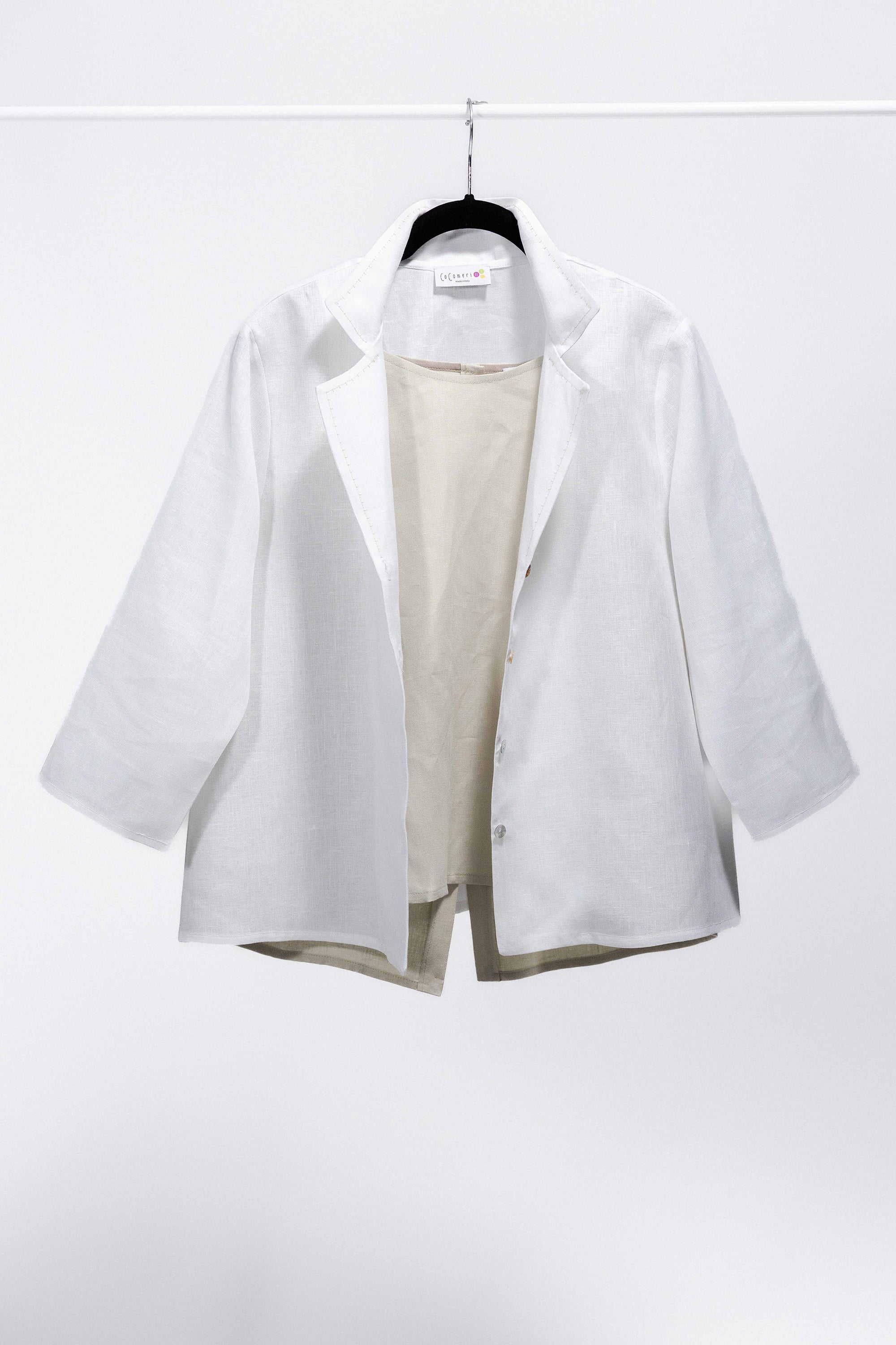 CAMICIA DECO lino bianco con ricamo corda