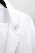 CAMICIA DECO lino bianco con ricamo verde chiaro