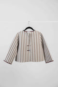 GIACCA MANGO tela lino-cotone rigata