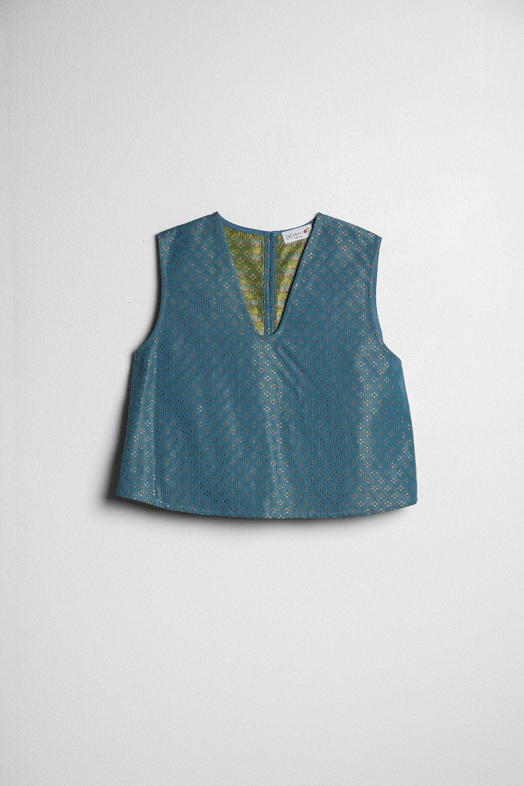 GILET CECIO tessuto d'arredamento ceruleo