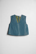 GILET CECIO tessuto d'arredamento ceruleo
