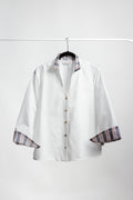 CAMICIA MARILLI bianca inserto grigio-rosa