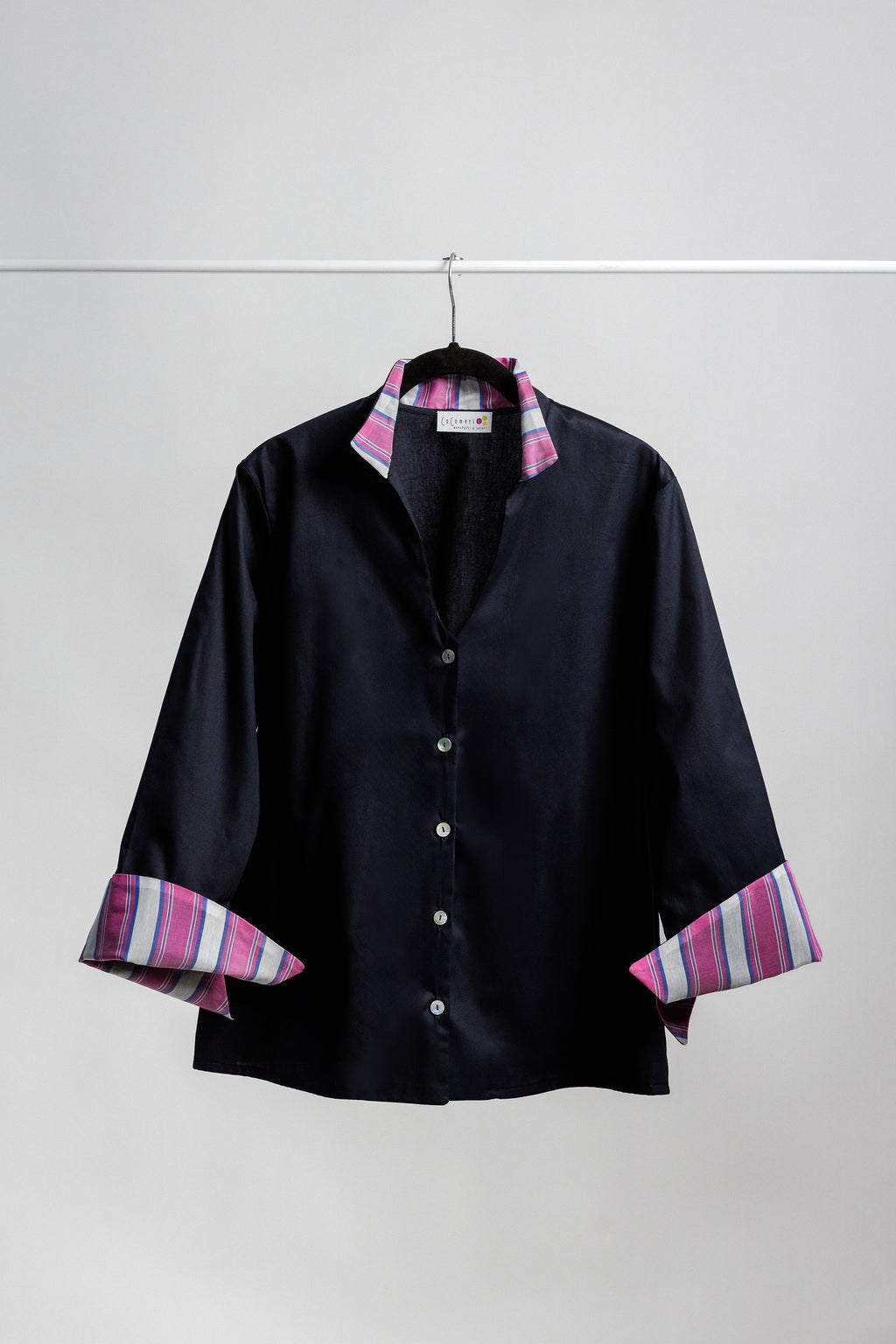 CAMICIA MARILLI blu notte inserto fragola