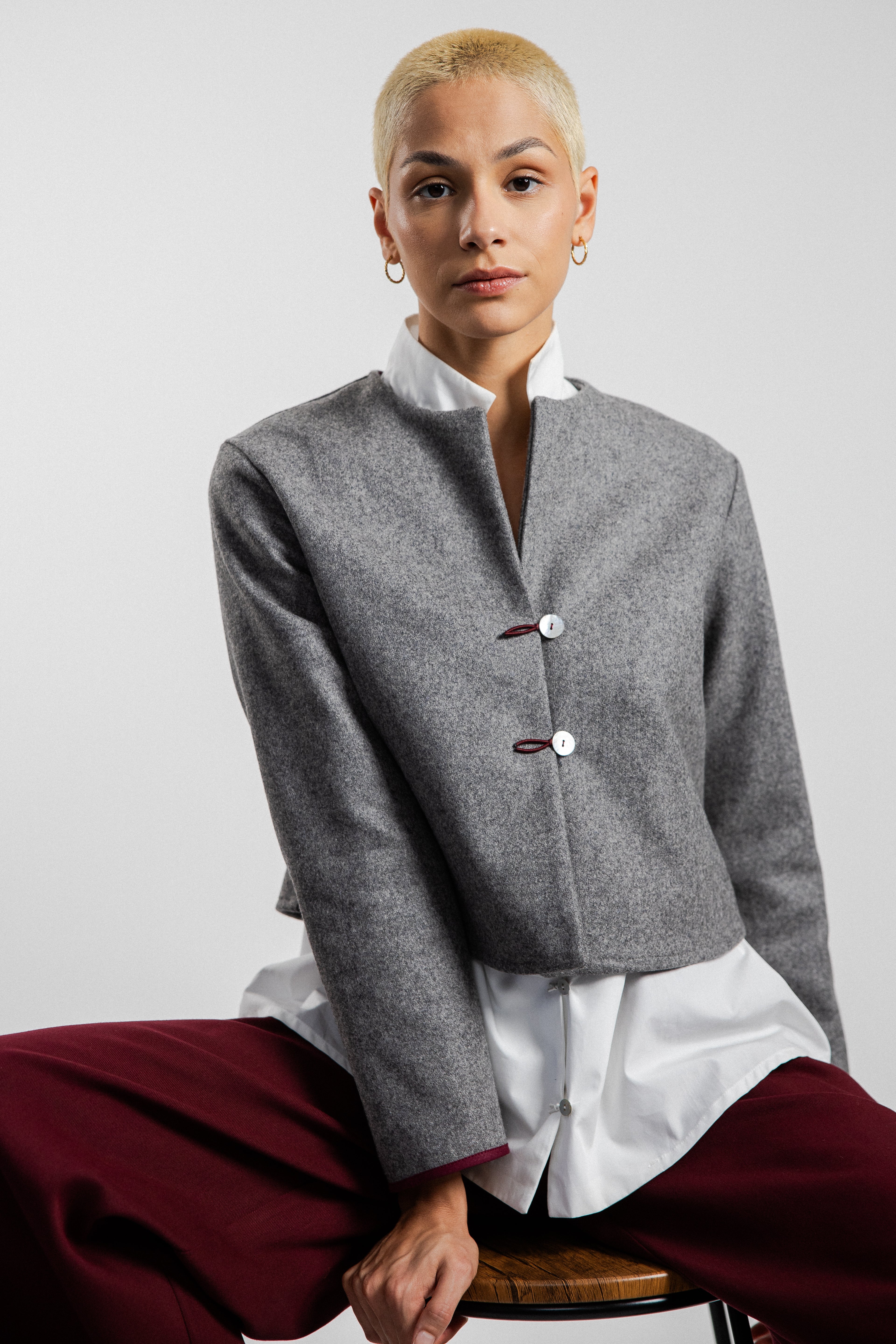 GIACCA MANGO lana grigia