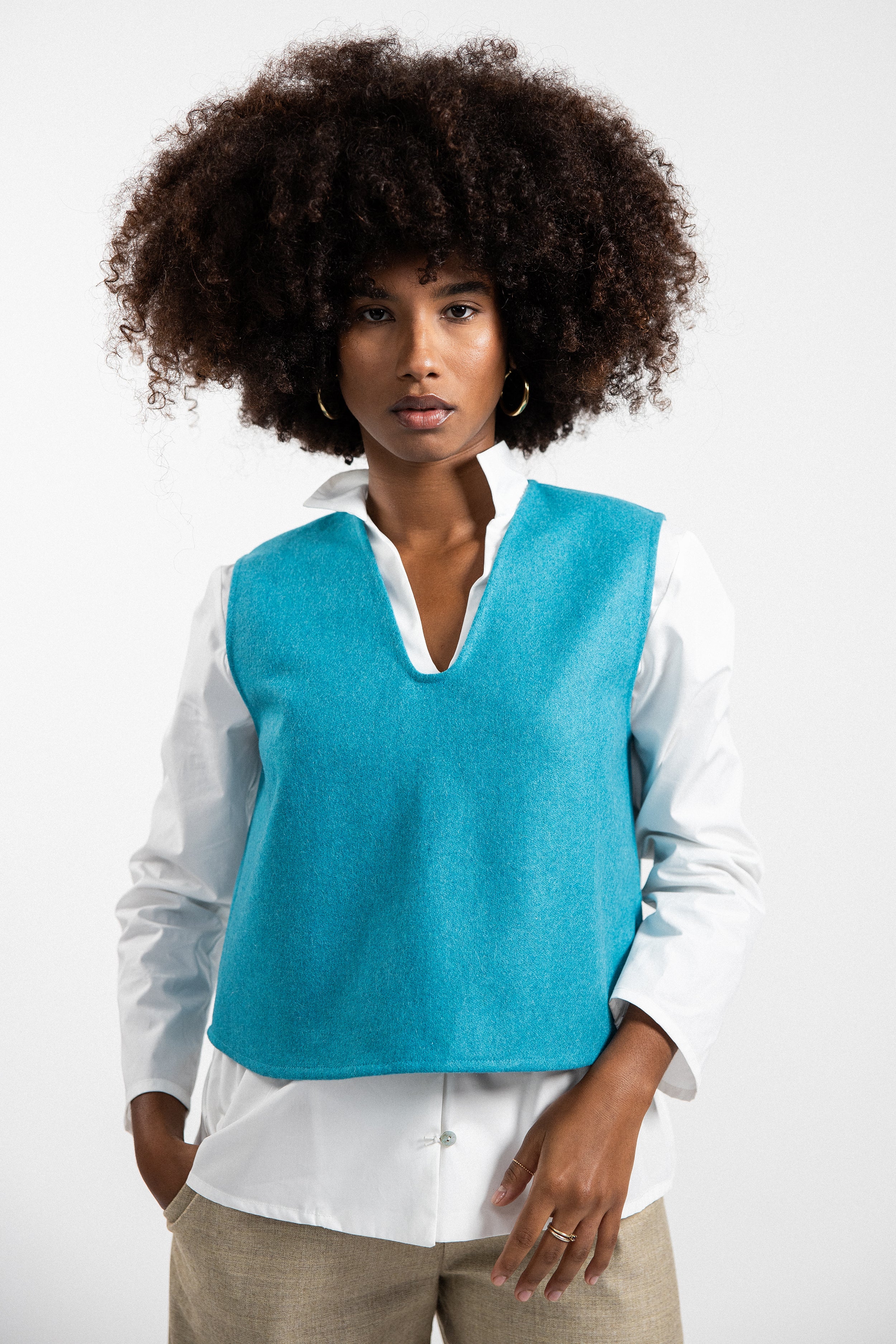 GILET CECIO lana blu