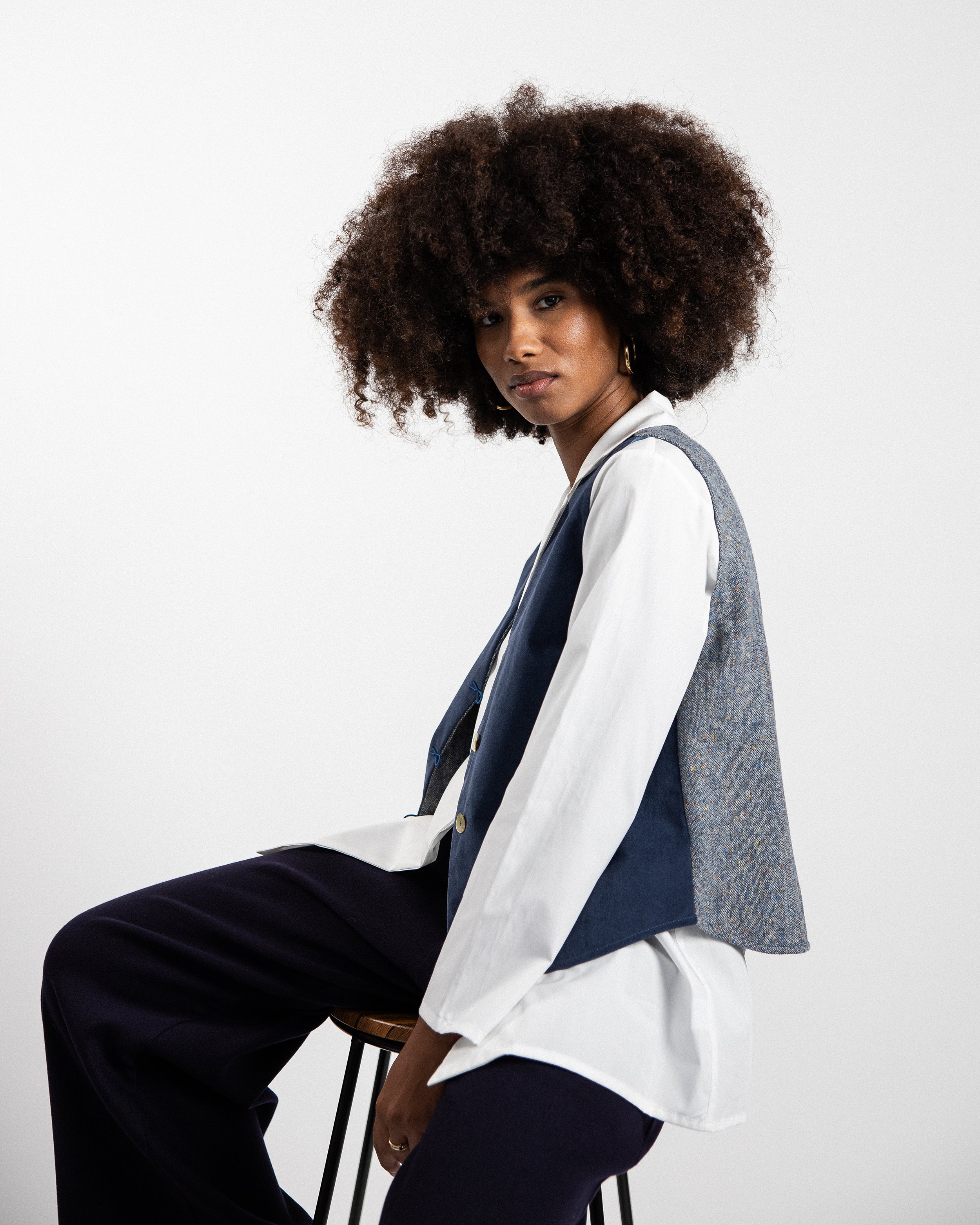 GILET ELLIOT velluto millerighe blu