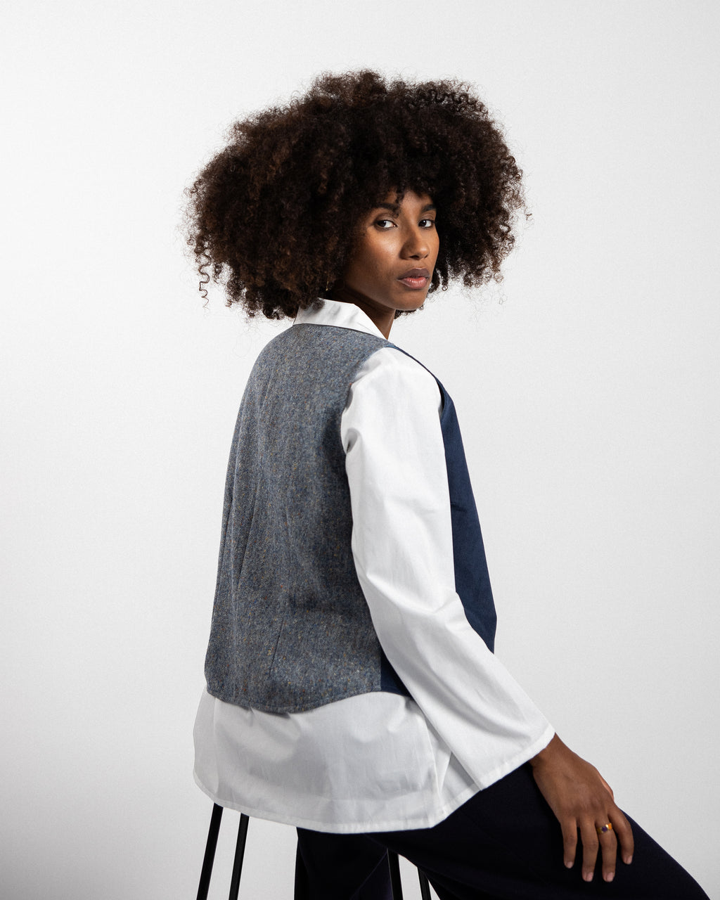 GILET ELLIOT velluto millerighe blu