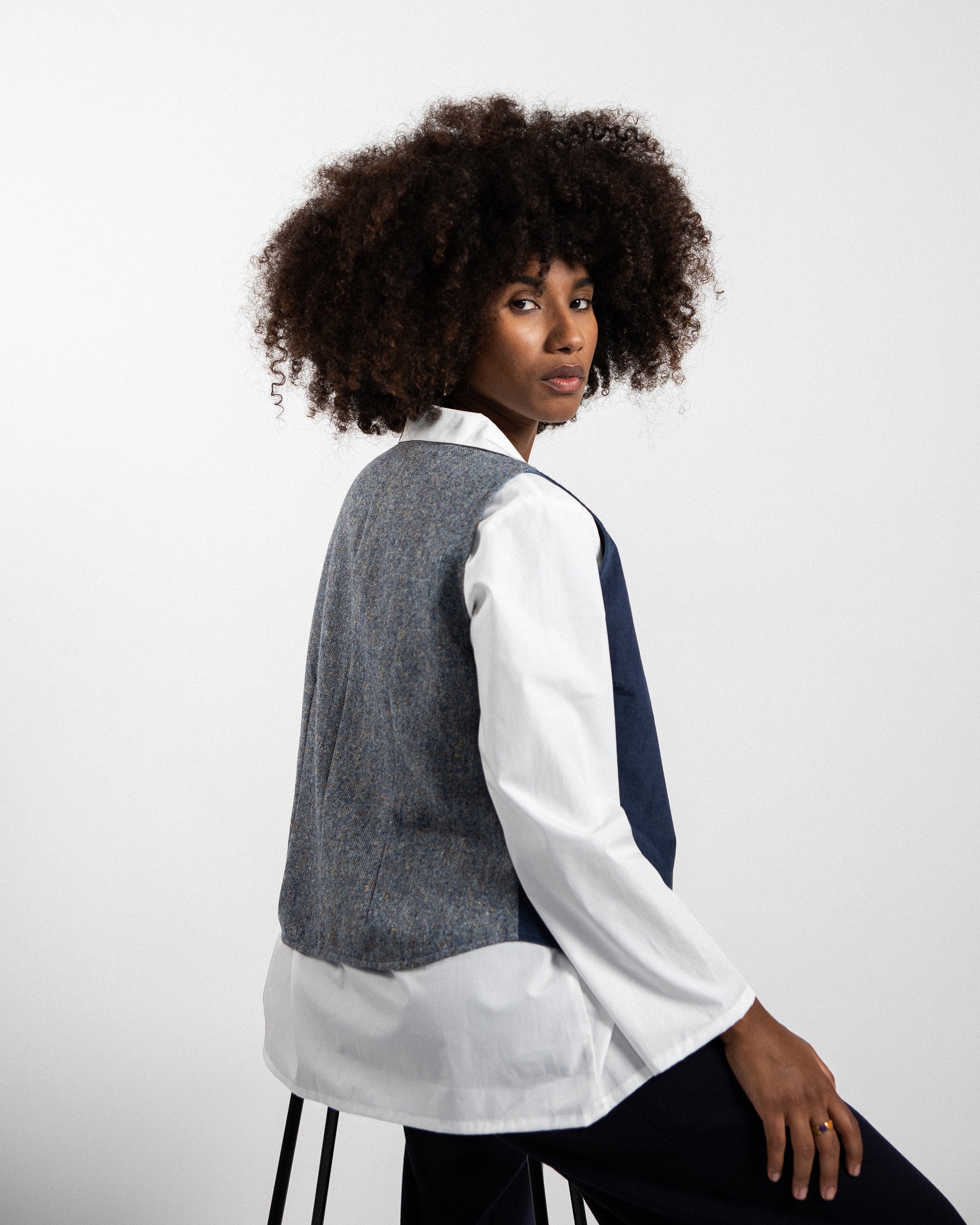 GILET ELLIOT velluto millerighe blu