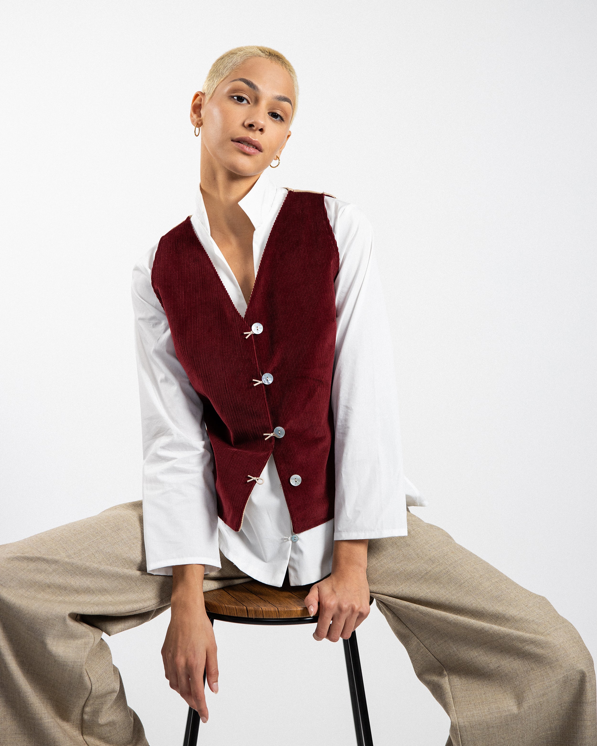 GILET ELLIOT cotone cupro bordeaux