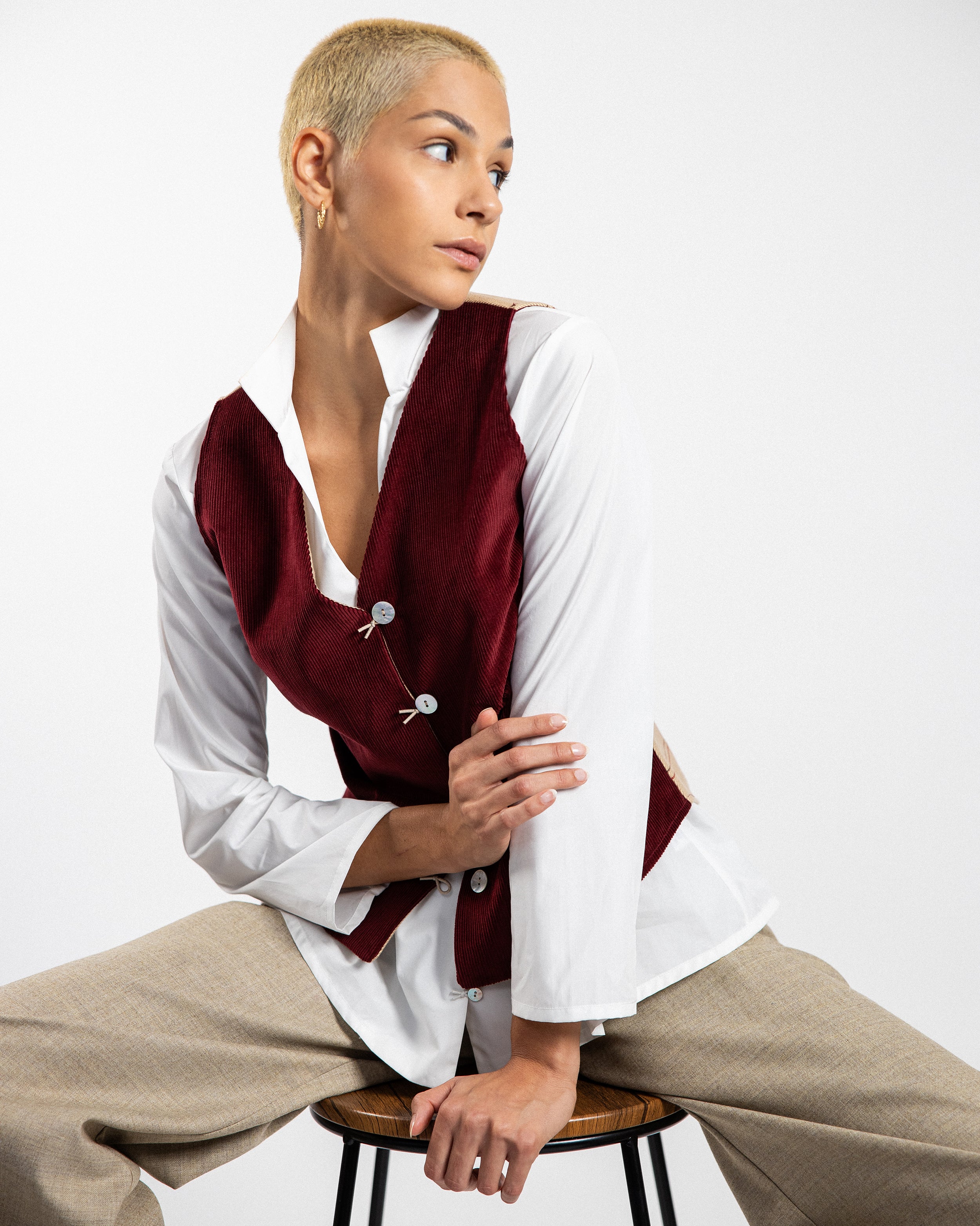 GILET ELLIOT cotone cupro bordeaux