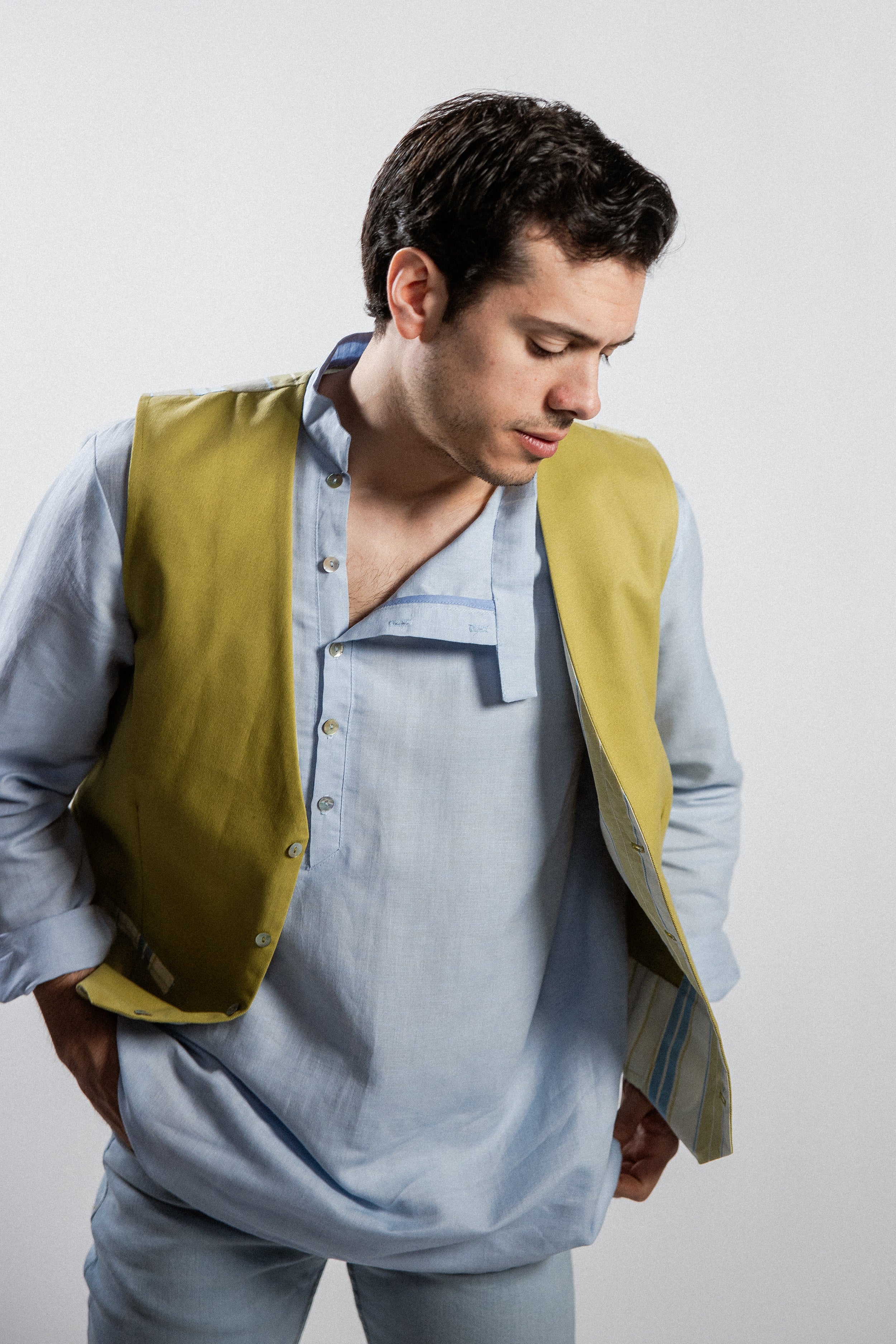 GILET CEDRO lana e seta-cotone