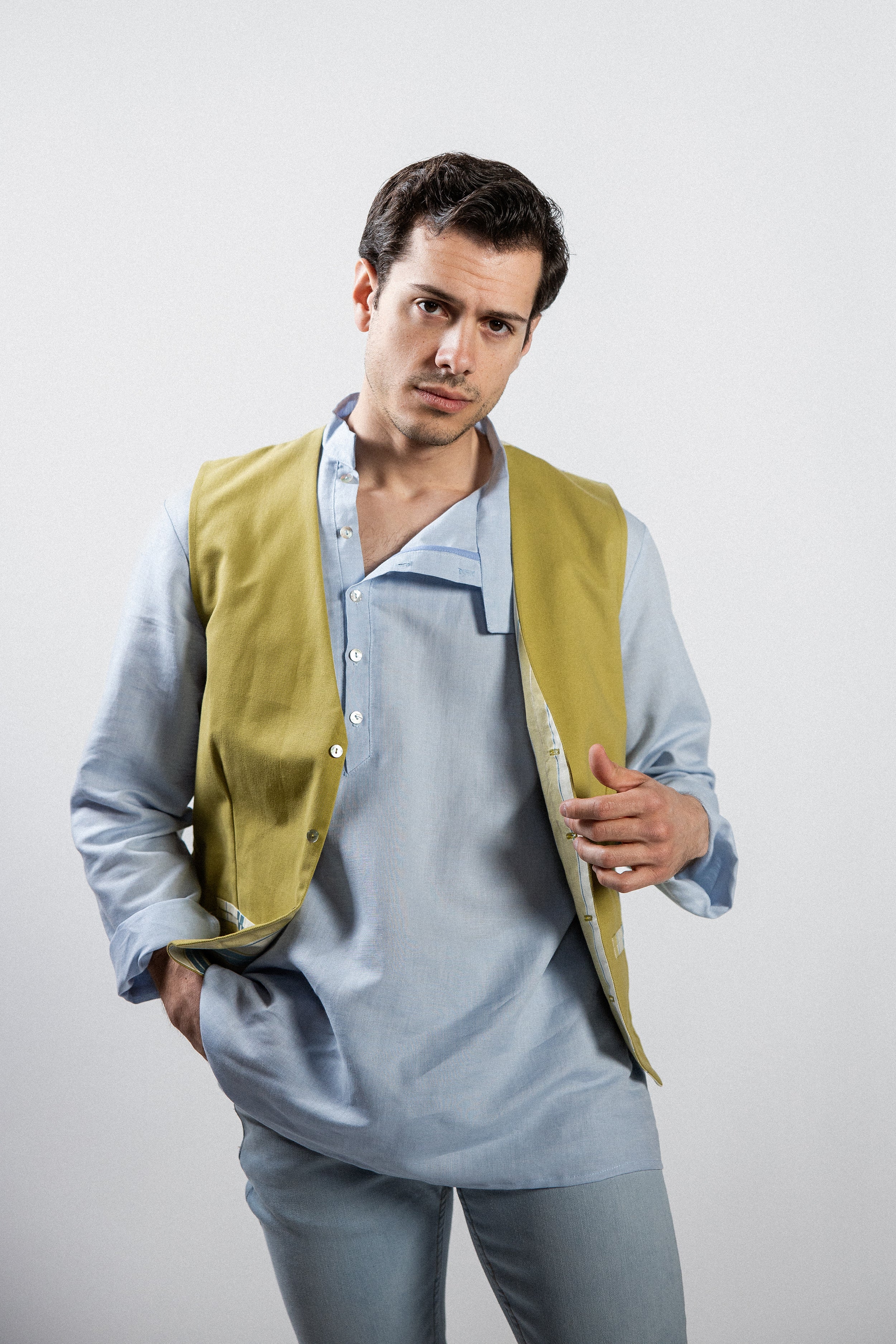 GILET CEDRO lana e seta-cotone